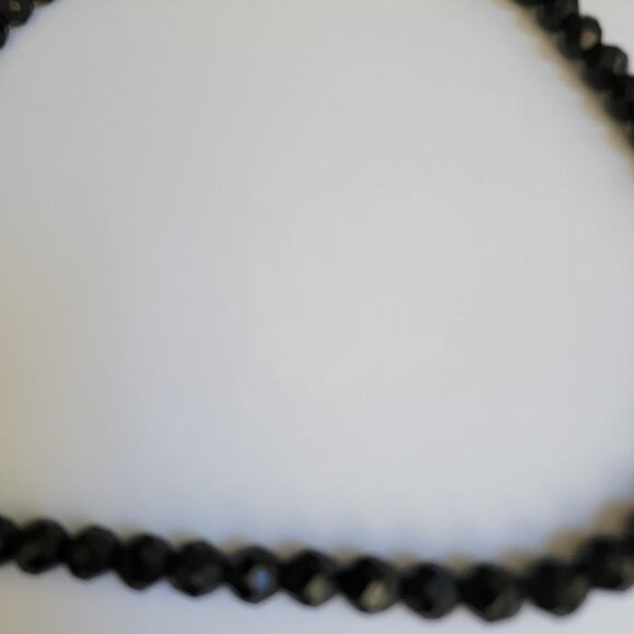 Vintage Black Bead Necklace - Gold Tone Rose Clasp, 21 Inches - Picture 4 of 10